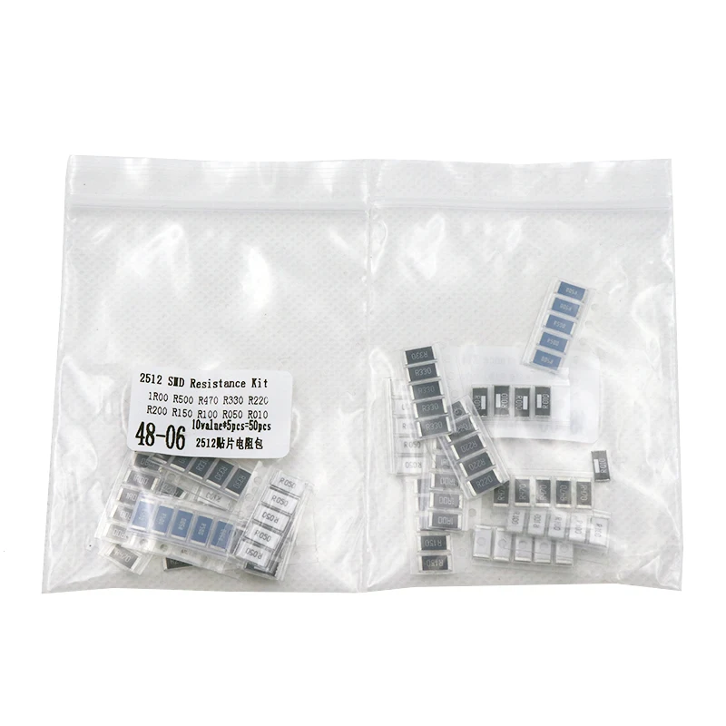 50PCS  1%  2512 SMD Resistor Samples kit ,10 valueX5pcs=50pcs 1R00 R500 R470 R330 R220 R200 R150 R100 R050 R010