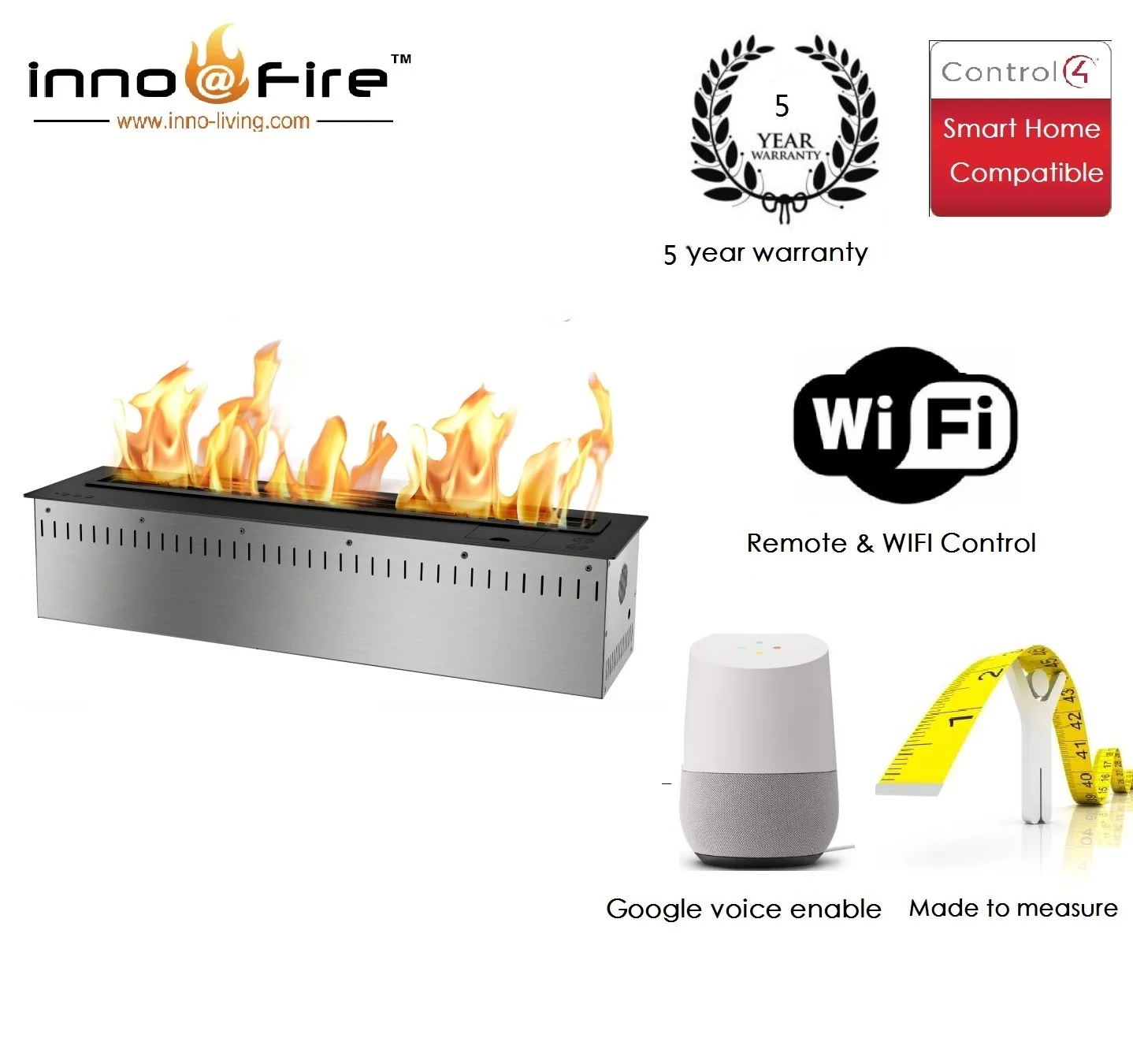 Inno-Fire  30 inch silver or black majestic fireplace remote control ecological fireplace burner