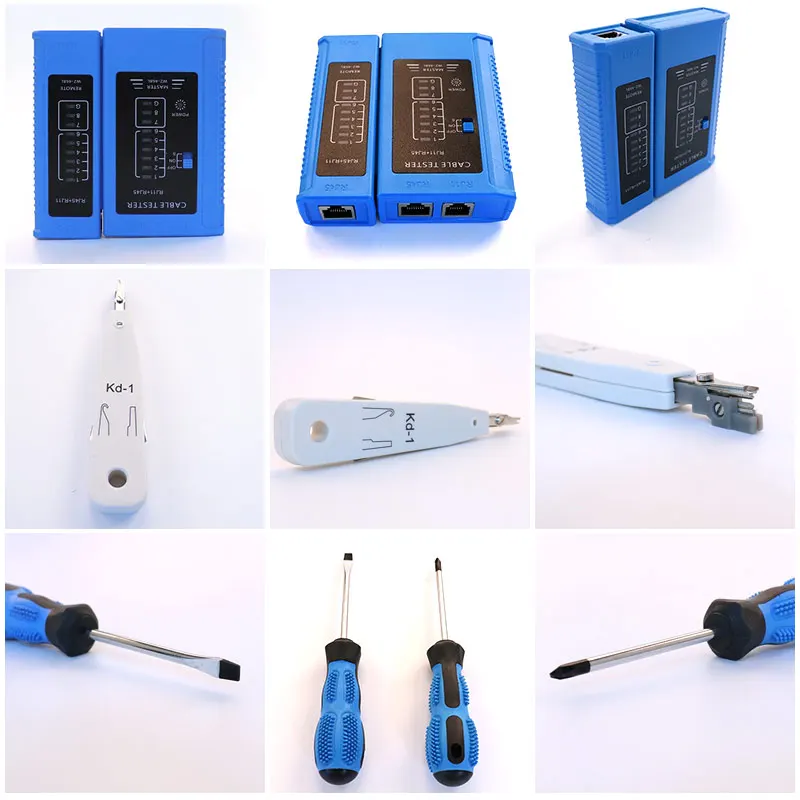 Imagem -02 - Rede Repair Tool Kit Lan Cabo Tester Crimp Fio Cortador Chave de Fenda Alicadores Manutenção Tool Conjunto Bolsa 10 Pcs