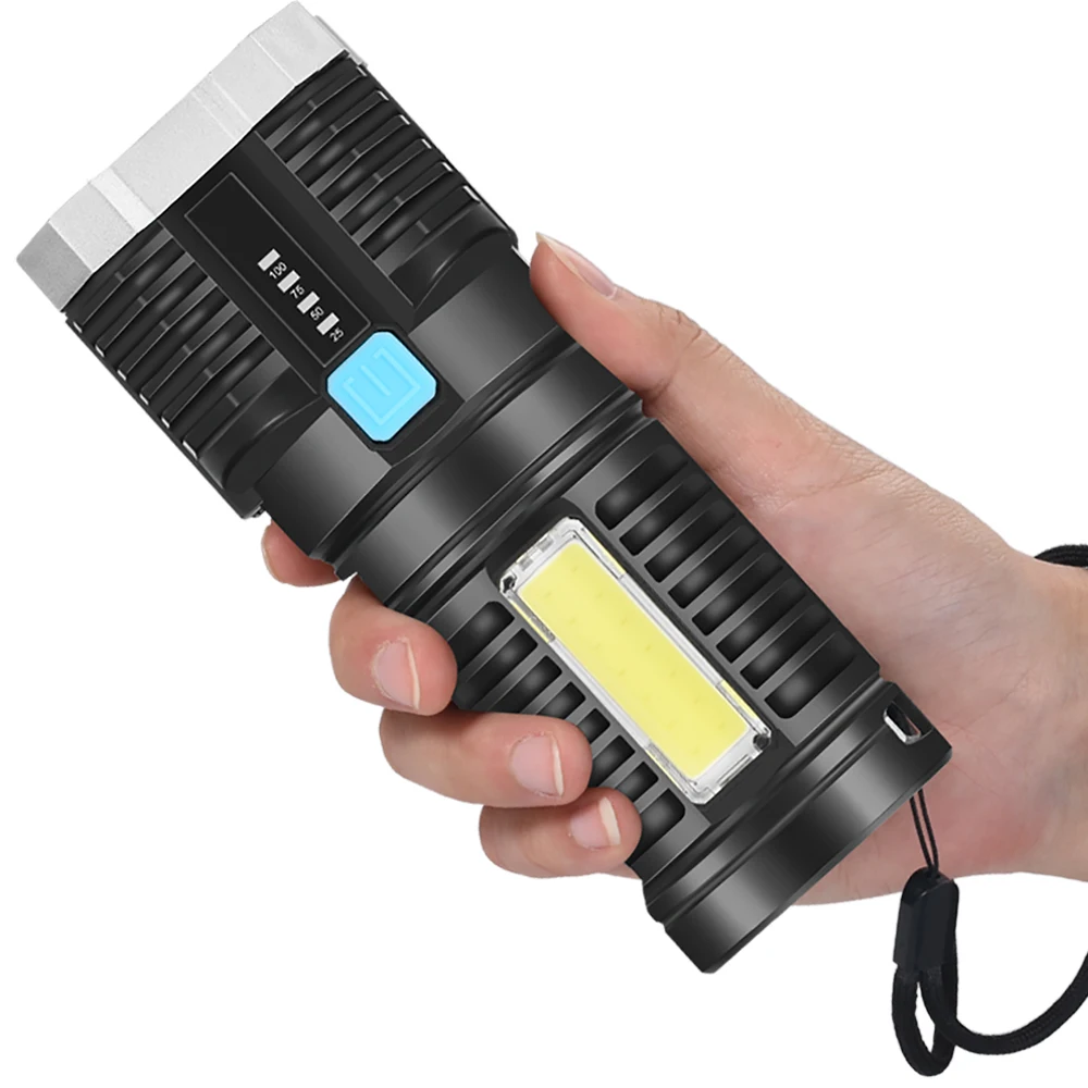 7*LED Lamp Bead Super Bright Led Flashlight Rechargeable Outdoor Multi-function Long-range Flashlight Battery Display COB Light