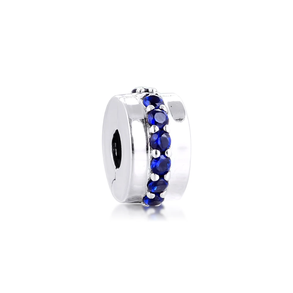 

Blue Sparkling Clip Charms 925 Sterling Silver Beads for Women Jewelry DIY Making Fits Original Bracelet Berloques