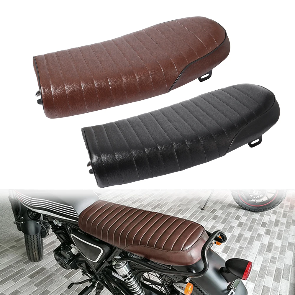 Motorcycle Retro Seat Cushion Vintage Comfortable Flat & Brat Hump Saddle Seats for Yamaha Cafe Racer CG125 Motorbike Honda