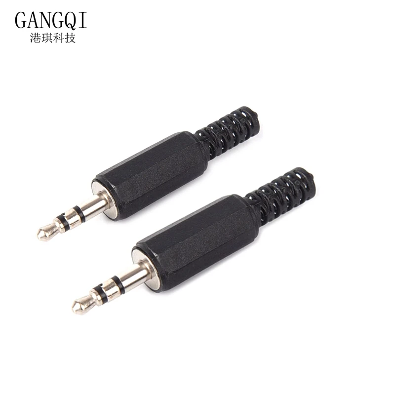 10PCS/Lot 3.5mm HeadPhone Connector Male Stereo Audio Plug 3.5 mm With Black Plastic Housing Audio Jack Plug