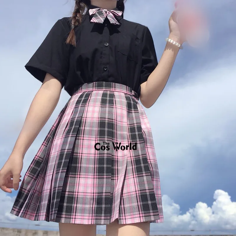 [Spicy Girl] Japanese Summer High Waist Pleated Plaid Skirts For JK School Uniform Students Cloths