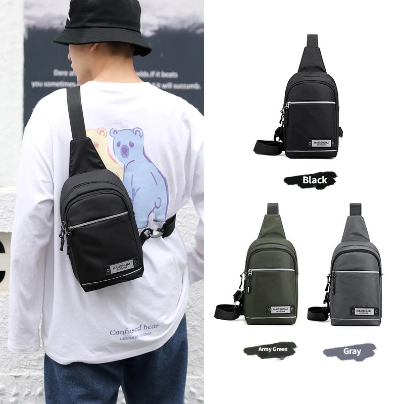 

New fashion trend men's chest bag outdoor sports night reflective messenger bag leisure sports shoulder bag travel bag chest bag