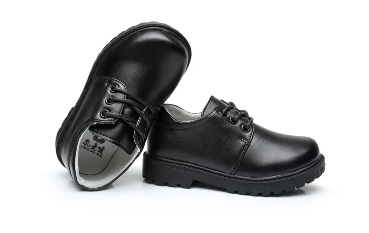 2019 3-5 10 15 Years boys Shoes For School Black Party Shoes For Kids Autumn Fashion Genuine Leather Dance Children Teens Shoe