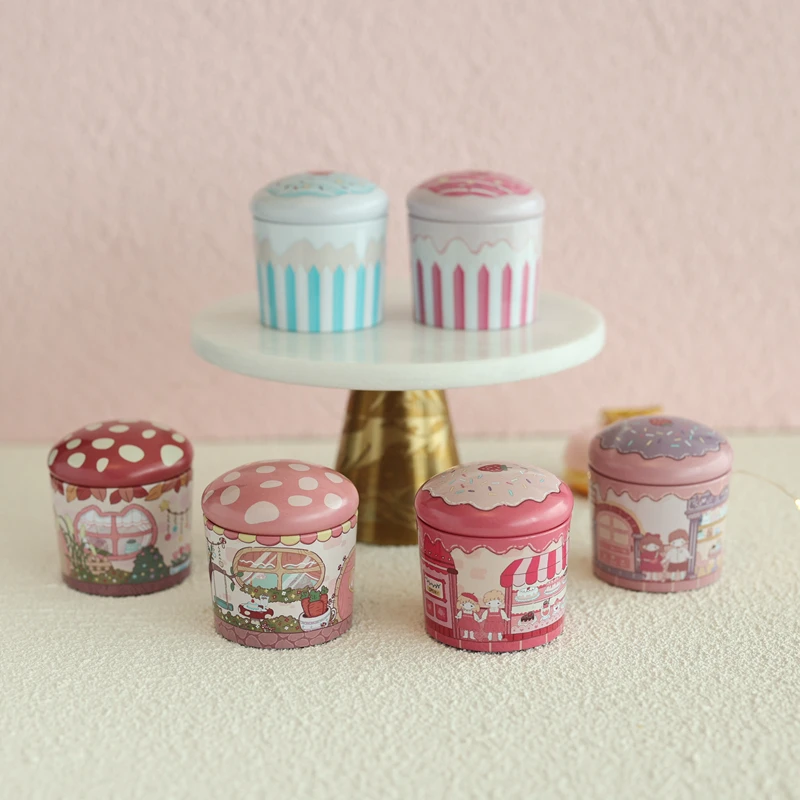 1PC Mini Cartoon Cake Shape Candy Tin Box Wedding Chocolate Packaging Box Jewelry Storage Case Lovely Kids Birthday Gift Box