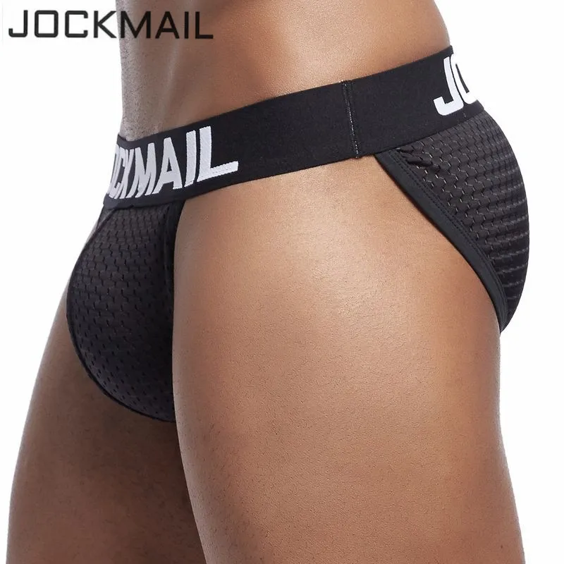 JOCKMAIL Mesh Sexy Men Underwear ice silk Men Briefs Breathable Slip bikini Gay Male Panties Underpants men thongs g strings