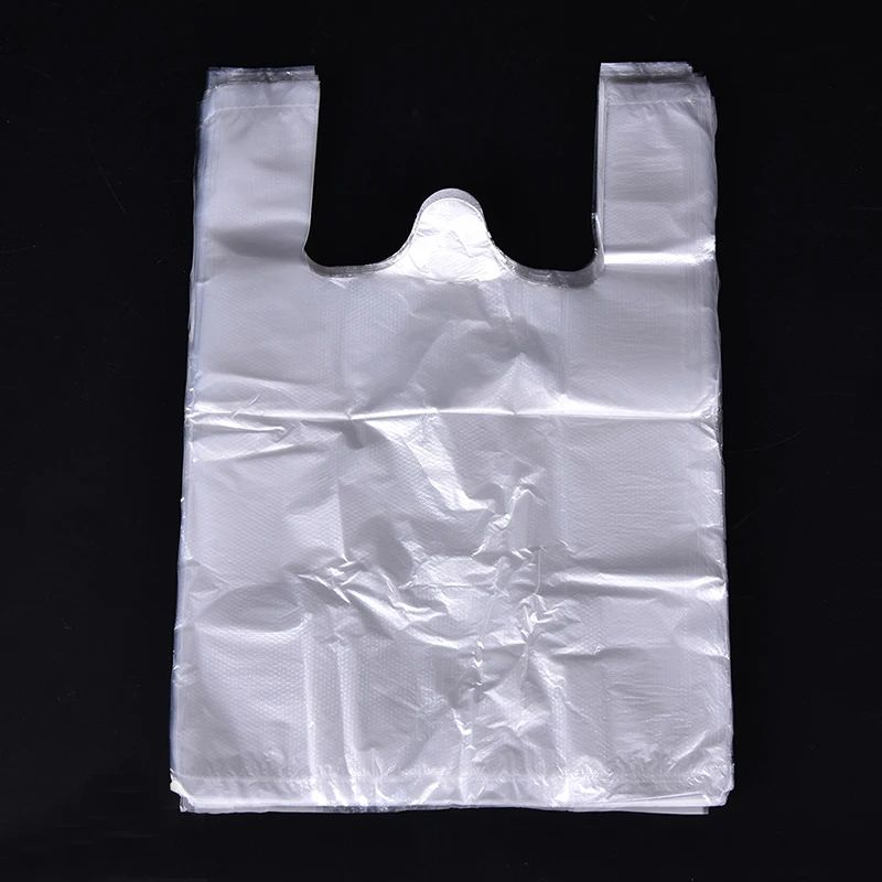 100pcs Transparent Plastic Bags Shopping Bag Supermarket Bags With Handle Food Packaging 20*30cm