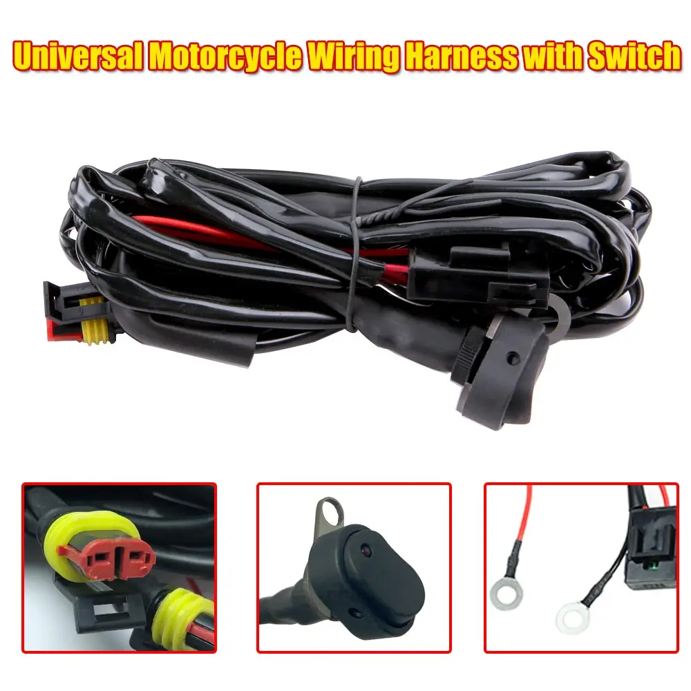 Universal Motorcycle Wire with Switch Relay/ No Relay For BMW Motorcycle LED Auxiliary Fog Lights