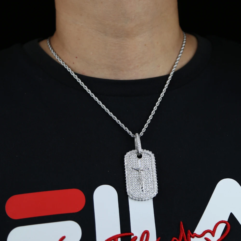 2026 New Cross Jesus Charm Pendant Necklace HipHop Iced Out Bling 5A Cubic Zirconia Punk Cool Men Boy Fashion Rope Chain Jewelry