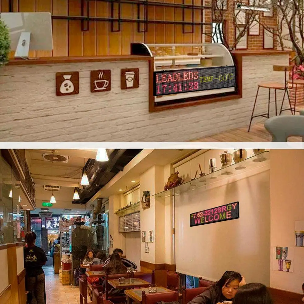 77X27cm WIFI RED 32*96 Indoor Store Remote LED Display Board Scrolling Text LED Open Sign Billboard Increase Temperature Display