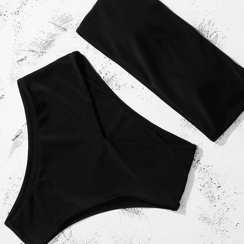 ZTVitality بيكيني أسود بدون حمالات مثير 2025 أحدث حمالة صدر مبطنة عالية الخصر ملابس السباحة النسائية الصلبة البرازيلي ملابس النساء