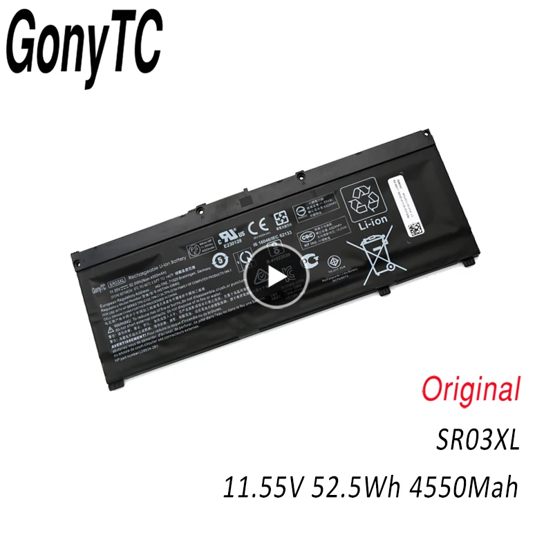 

GONYTC Original SR03XL L08934-2B1 L08855-855 Laptop Battery For HP OMEN 15-CE 17-CB0052TX Pavilion Gaming 15-CX0096TX CX0006NT