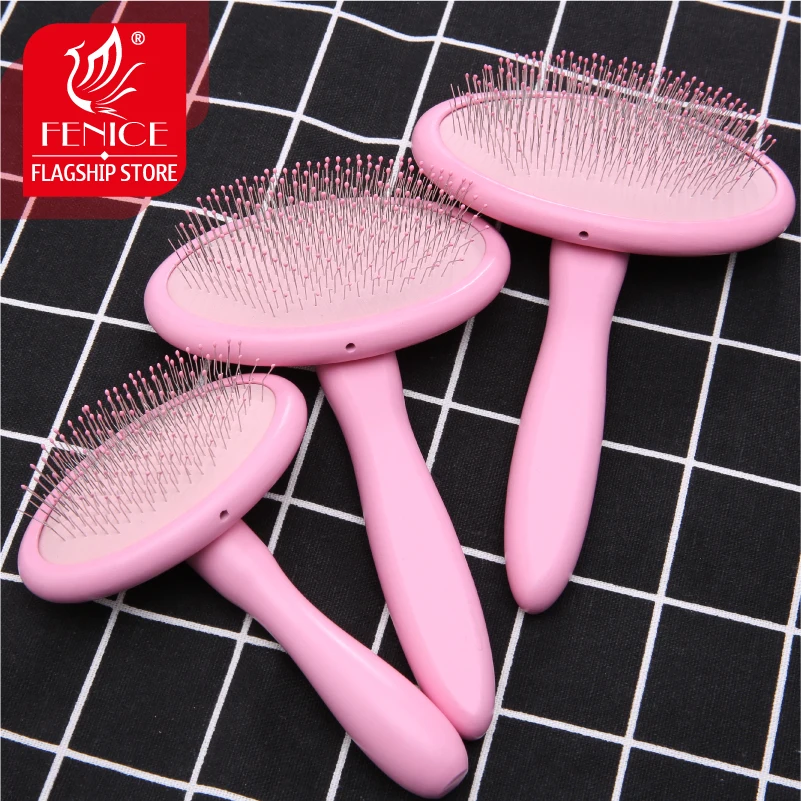 Fenice Dog/Cat Grooming Brush Wooden Dog Brush Shampoo Tool for Pet Beauty and Massage Soft Pad Pet Bath Brush Comb