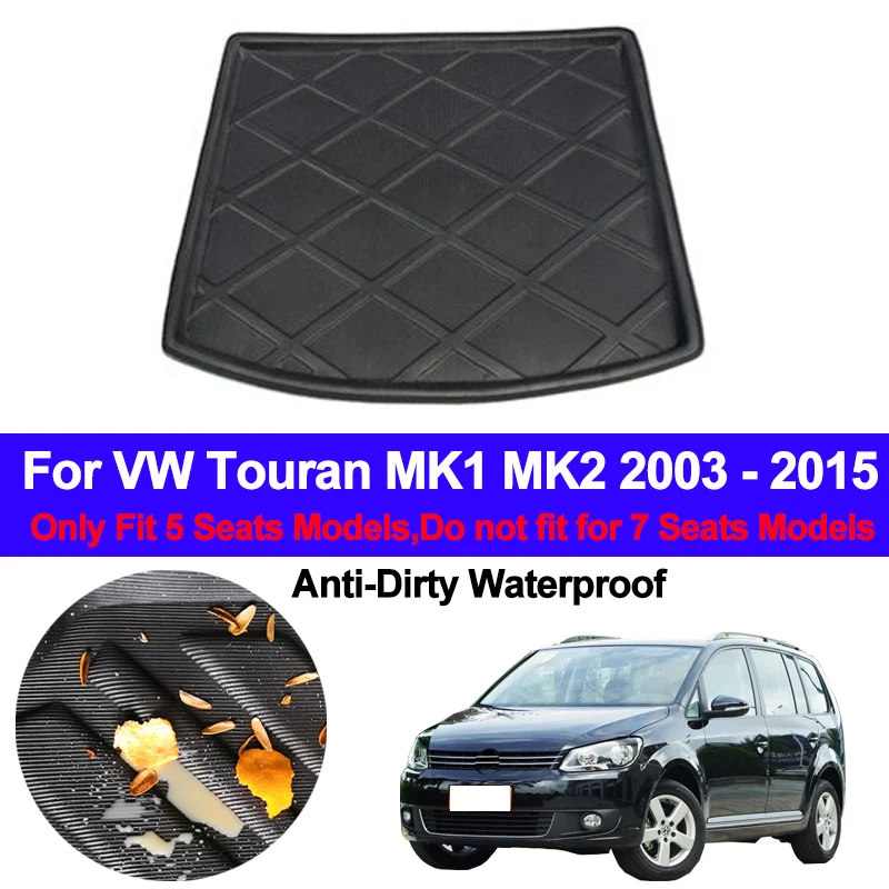 Car Rear Trunk Luggage Mat Cargo Tray Boot Liner For Volkswagen VW Touran MK1 MK2 2003 - 2015  Auto Carpet Protector Floor 2014