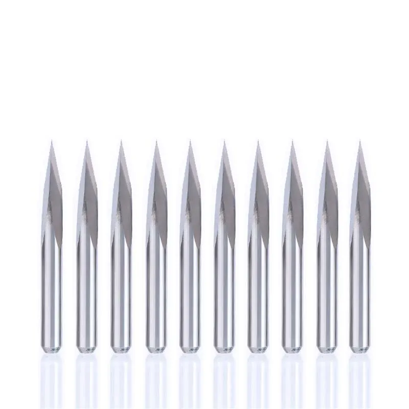 10x Carbide Steel 20 Derajat 0.2Mm CNC Router Segitiga Piramida Ukiran Bit