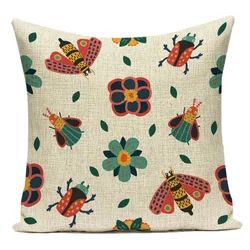 Colorful Style Cushion Cover Bug Insects Sofa Decorative Throw Pillows Home Pillowcase Butterfly Pattern Room Cushions Covers