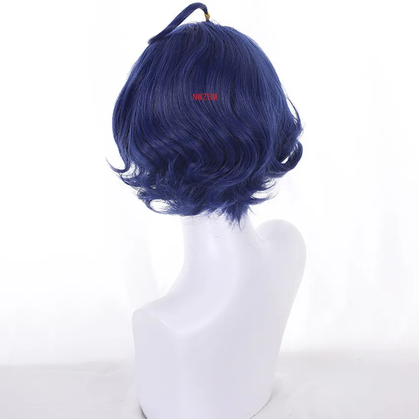 Wonder Egg – perruque de Cosplay pour femme et fille, cheveux courts, bouclés, bleu, accessoires pour déguisement, fête d'halloween