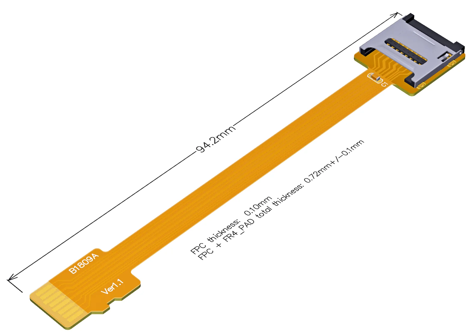 Adaptador de Cable de extensión de tarjeta Micro SD a Micro SD, extensor Flexible Compatible con SanDisk MicroSDHC/Anet A8 /Raspberry Pi/GPS