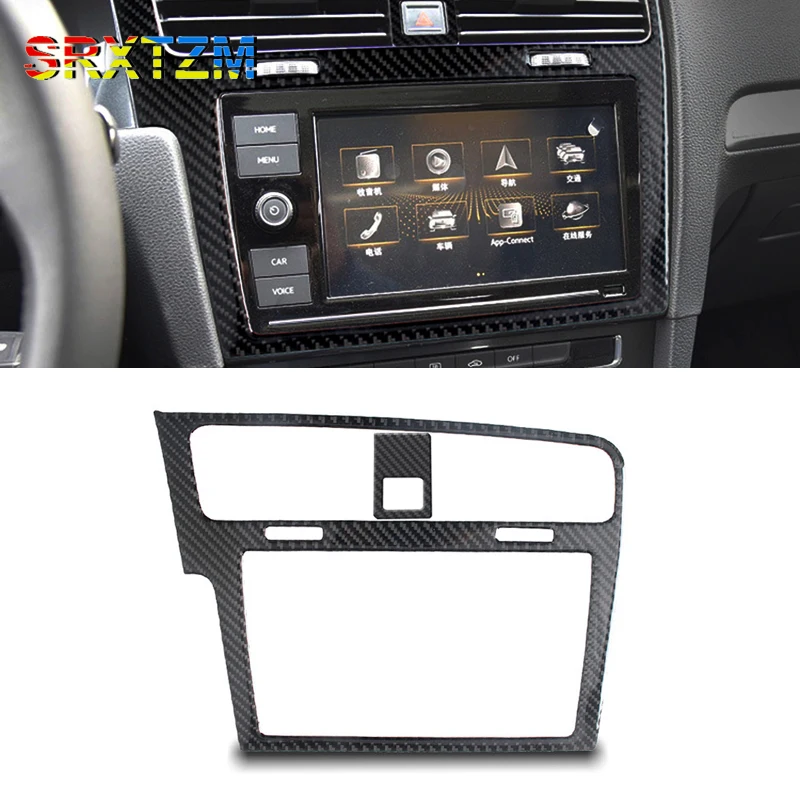 LHD Car Accessories Interior Decoration For Volkswagen Vw Golf 7 Gti Mk7 2014-2019 Carbon Fiber Gps Navigation Panel Cover Trim