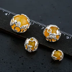 1pc 925 Sterling Silver Flower Bead Spacer Fit8 10 12mm Encircle Charm Silver Bead Caps Separator DIY Fine Jewelry Accessories