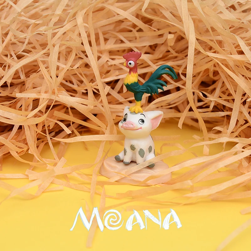 Disney Movie Moana Funny Heihei and Pua the Pig Action Figure Toy Cute Anime Finger Toy Birthday Gifts for Kids