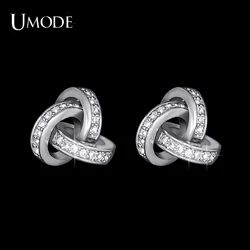 UMODE Love Knot Stud Earrings White Gold Color Cubic Zirconia CZ Accent Inspired Twist Gift For Women Fashion Jewelry UE0141