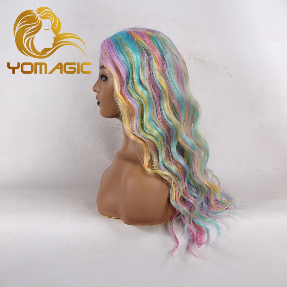 YOMAGIC Full เครื่องวิกผมสังเคราะห์วิกผมยาว Wavy ผมวิกผมทนความร้อน Wigs Hair Wigs สำหรับผู้หญิง