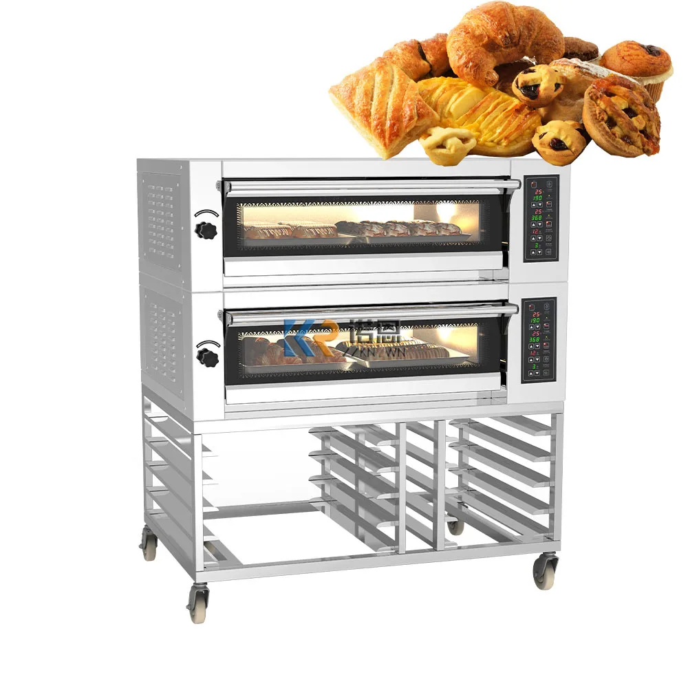 2 Deck 4 Tray Electric Baking Oven Commercial Bakery Biscuit Making Machine Bakery Equipment for Dessert Shop