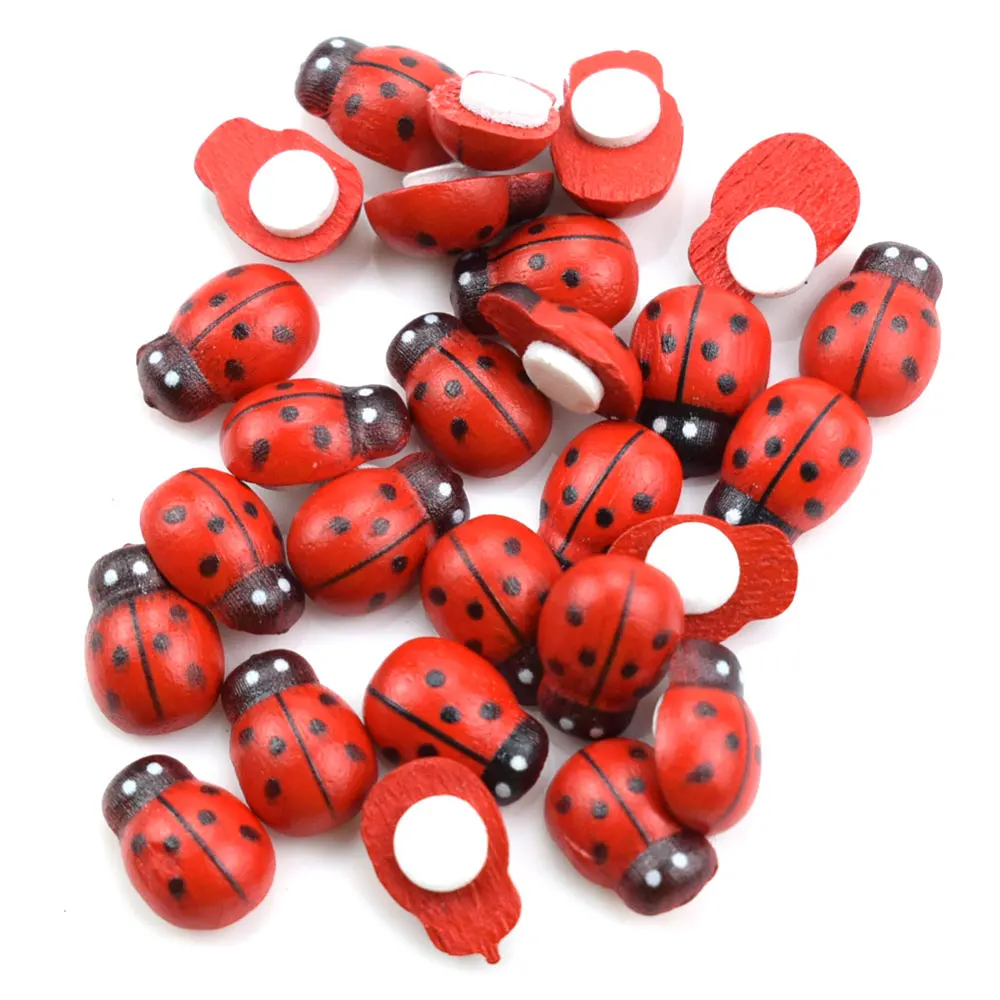 Mini coccinelle avec boutons en bois, 100 pièces, outils de couture, bouton décoratif, pour Scrapbooking, vêtement, bricolage