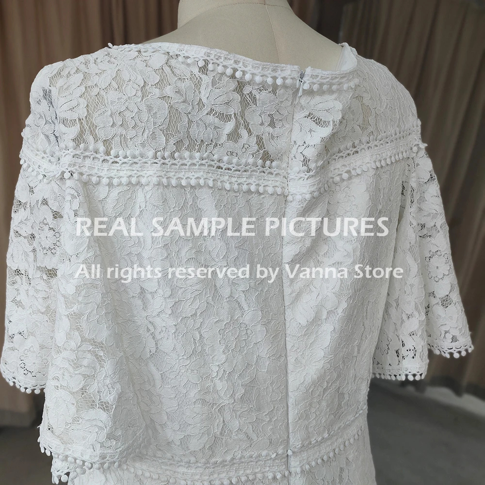 แขนกระพือ Boho Mermaid Lace ชุดแต่งงาน V-Neck 2021ใหม่ที่กำหนดเอง Backless จริงรูปภาพ Plus ขนาดเจ้าหญิงชุดเจ้าสาว