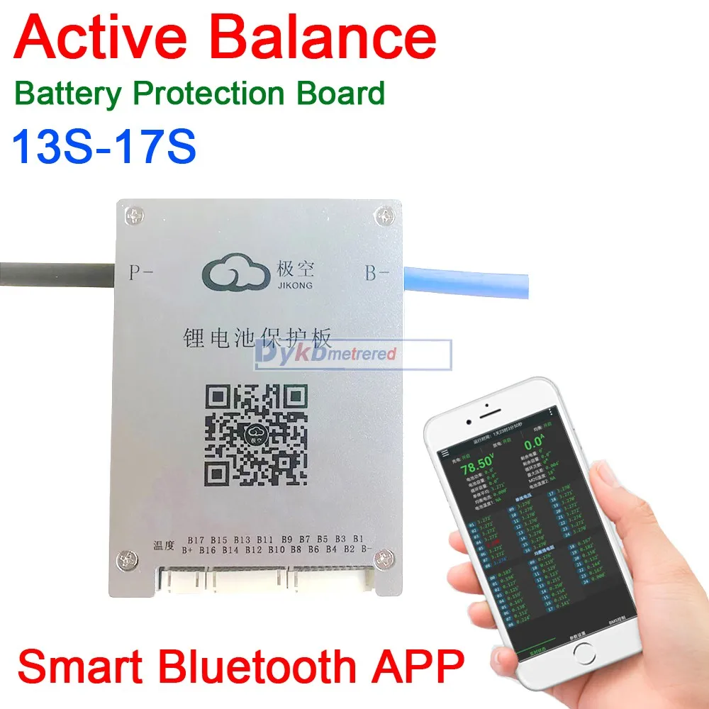 3S-17S 60A Active Balance Battery Protection Board BMS Balance 4S 7S 8S 10S 13S 14S 16S Smart Bluetooth APP Lifepo4 li-ion LTO