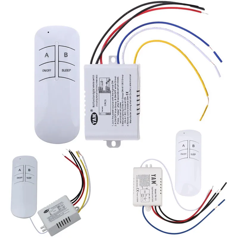 Wireless ON/OFF 1/2/3 Ways 220V Lamp Remote Control Switch Receiver Transmitter Controller Indoor Lamp Home Replacements Parts