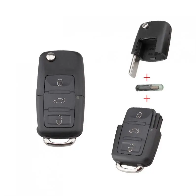 434MHz 3 Tasten Keyless Uncut Flip Remote Key Fob mit ID48 Chip 1K0959753G Fit für Touran/Caddy/golf/Jetta/Sirocco/Tiguan