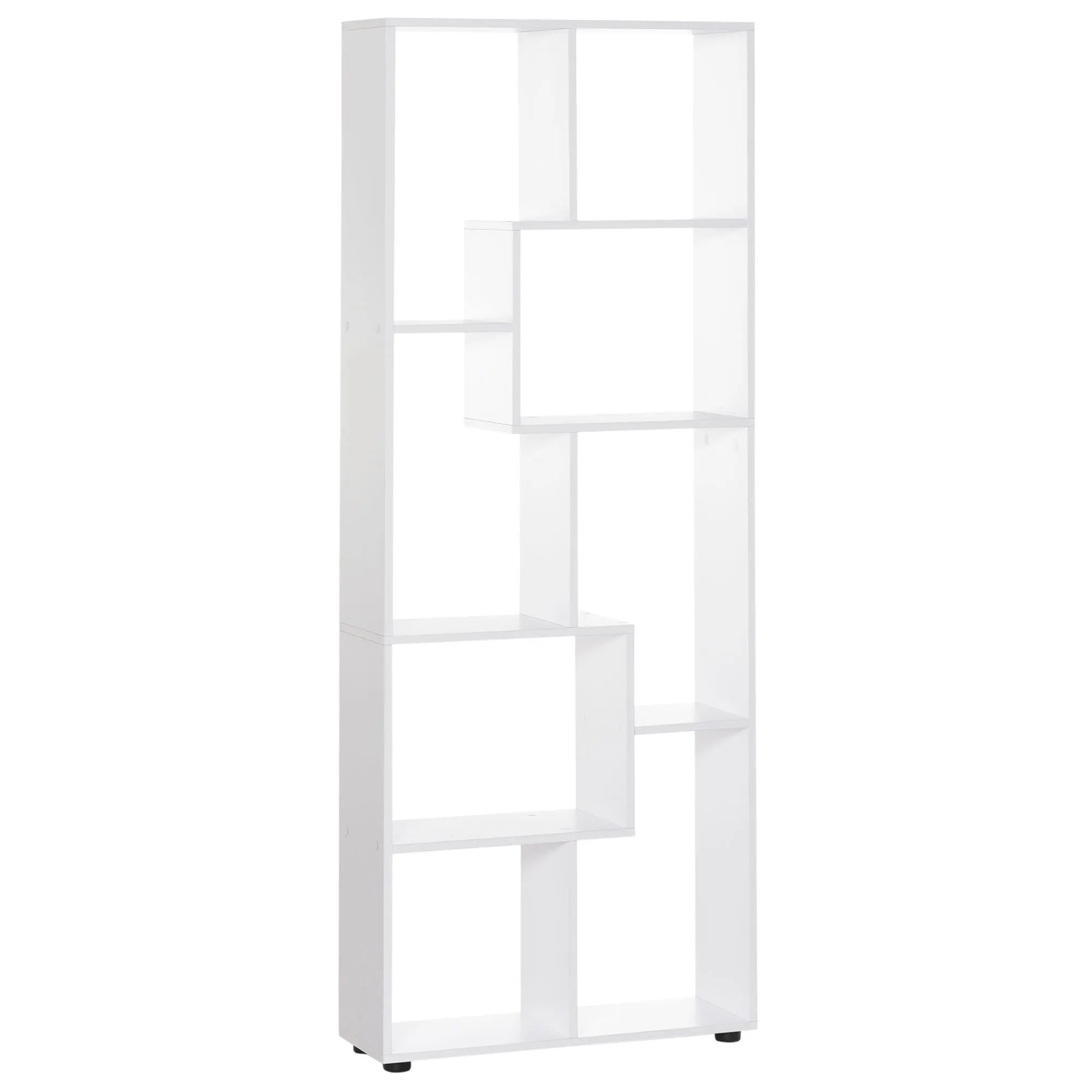 HOMCOM modern Vertical bookcase design with 8 shelves E1 particle board 70x24x178cm White