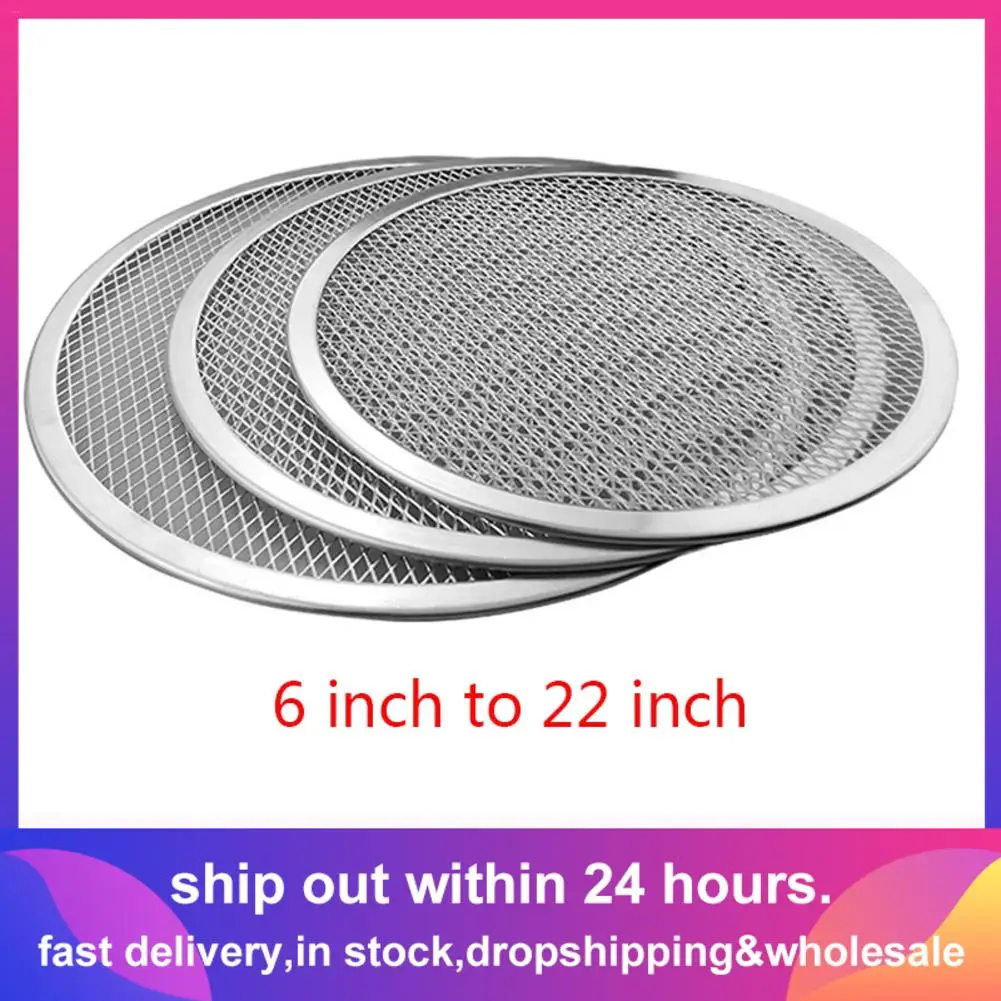 Non stick Pizza Screen Pan Baking Tray Metal Net New Seamless Aluminum Metal Net Bakeware Kitchen Tools Pizza 6-22inch