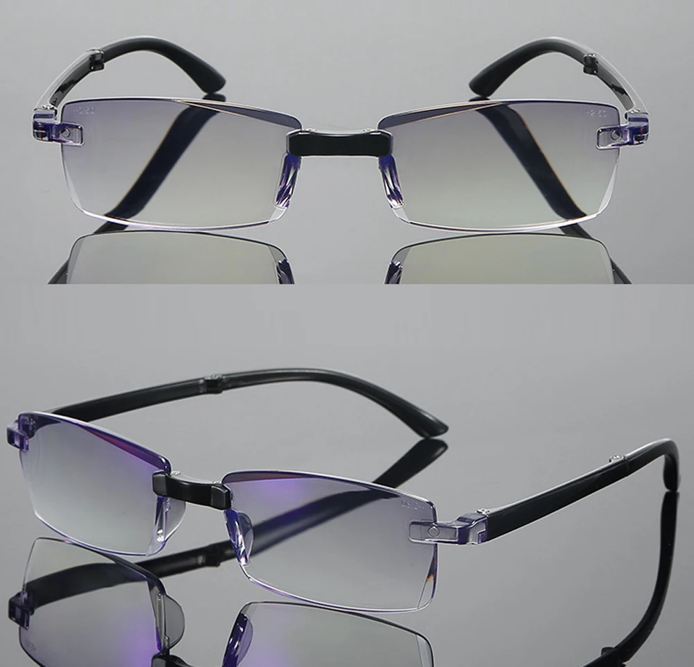 

!2 Pairs! Foldable Portable Diamond Cut Ultralight Luxury Anti Blu Anti Fatigue Rimless Reading Glasses +0.75 +1 +1.25 +1.5 to +