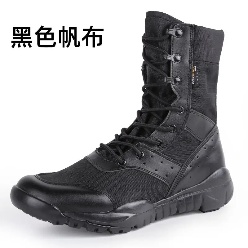 Botas ultraleves de malha de combate para homens CQB, lona respirável, tático militar, forças especiais, sapatos de segurança, verão