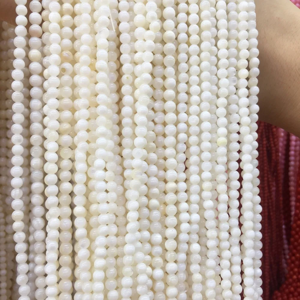 Wholesale Natural shell Beaded White Round shape craft shell loose beads For jewelry making DIY Bracelet necklace accessories