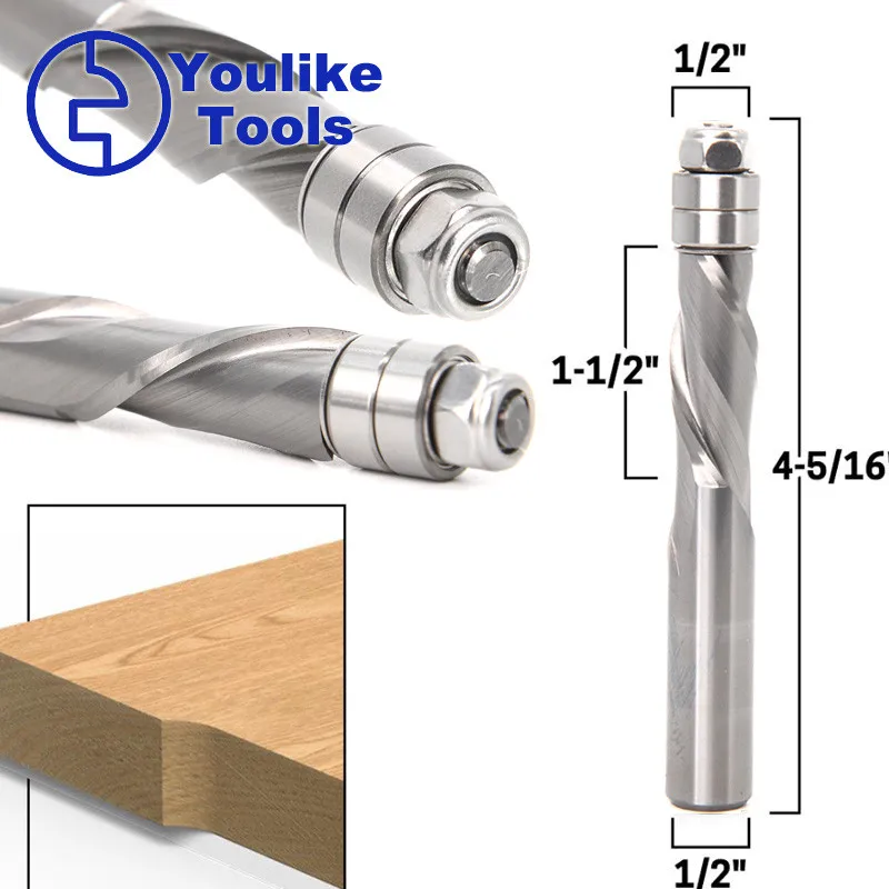 

Wood milling cutters woodworking tools cnc Two Flute Flush Trim Router Bits Bearing for wood Solid carbide tipped 12 shank