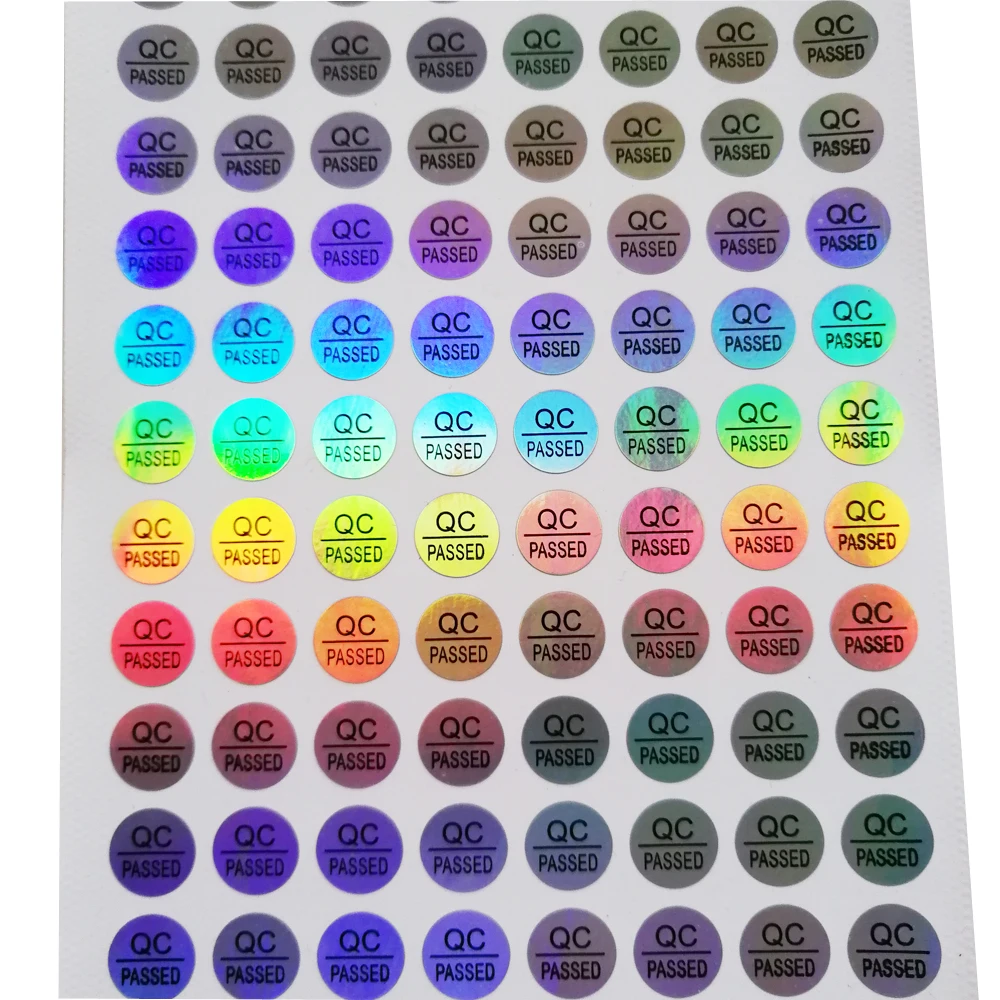 1000pcs Spot Supply QC PASSED Hologram PET Paper Label Product Certification Stickers