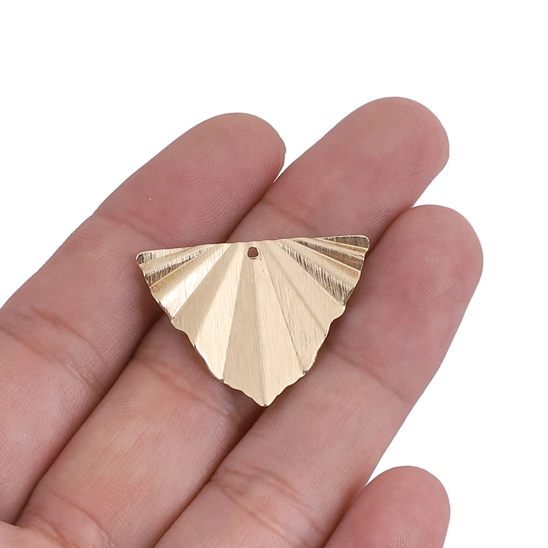 10Pcs Raw Brass Pleat Triangle Geometric Wrinkled Charms Pendant For DIY Drop Earring Jewelry Making Finding