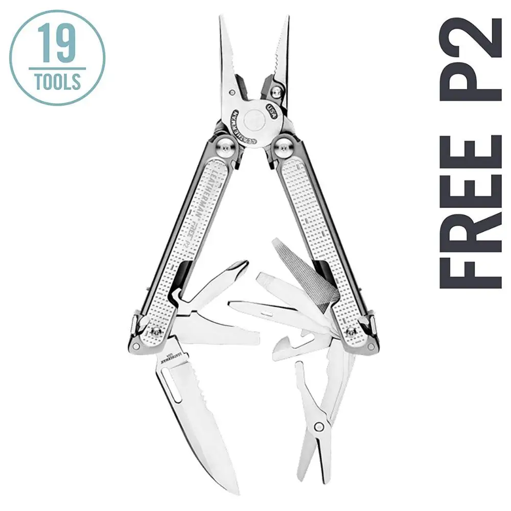 LEATHERMAN - FREE P2 Multitool with Magnetic Locking, One Hand Accessible Tools and Premium Nylon Sheath