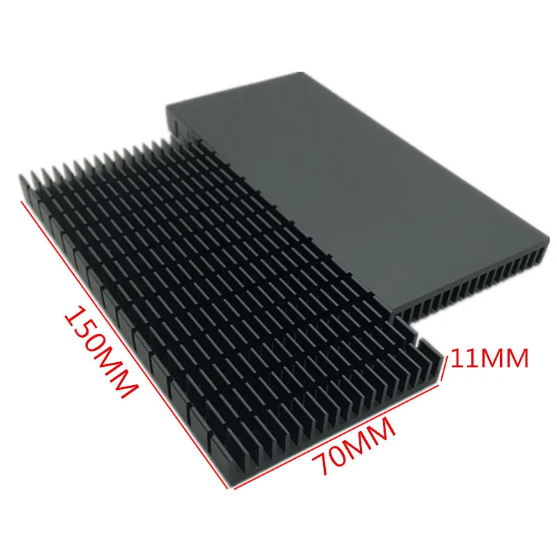 1pcs 150*70*11MM Oxidized black aluminum heatsink slotting heatsink Heat radiator aluminum profile thermal large aluminum sheet