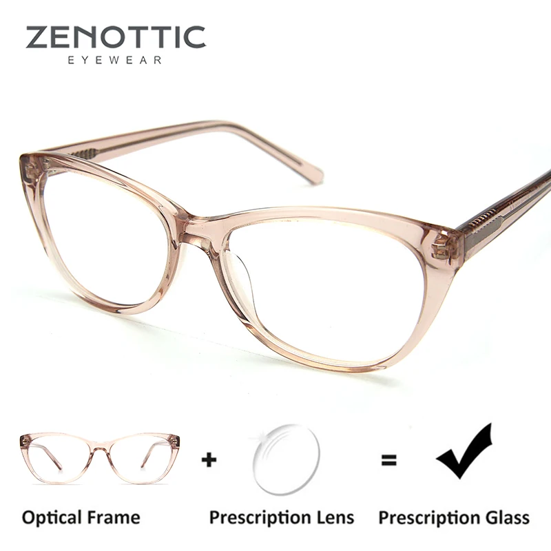 

ZENOTTIC Acetate Fahion Cat Eye Prescription Glasses for Women Anti Blue Ray Photochromic Eyewear Myopia Optical Eyeglasses