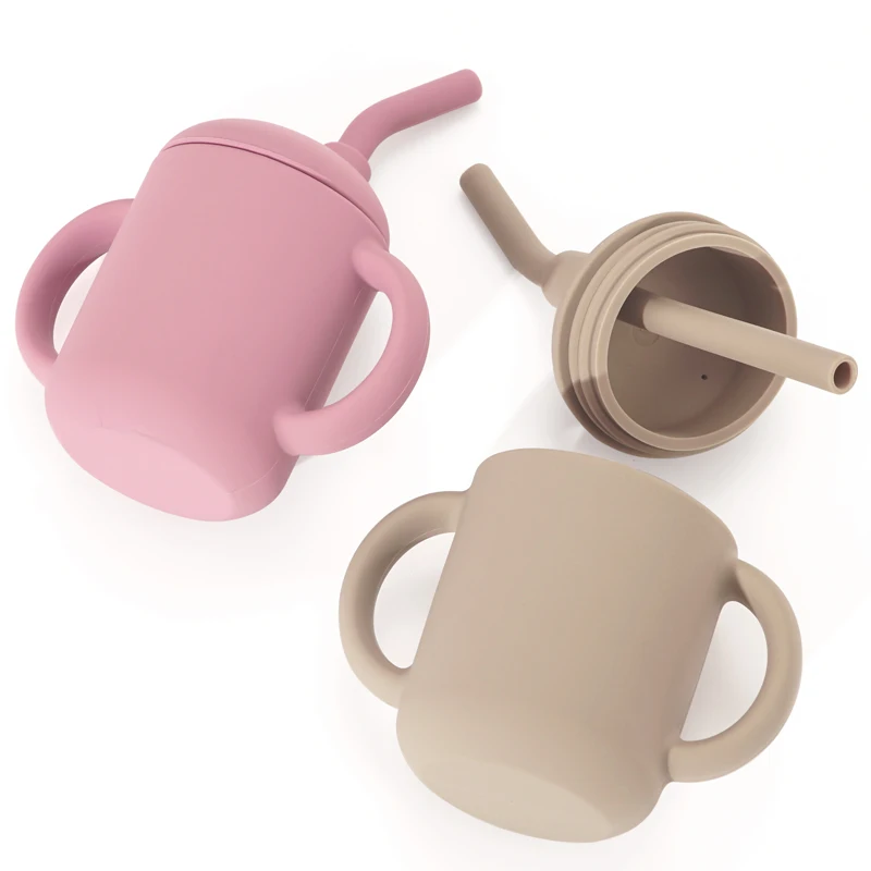 New Design Baby Feeding Cup Straw Water Bottle Sippy Cup Silicone Baby Learning Drinkware Child Leak Proof Cup Kids Supplies