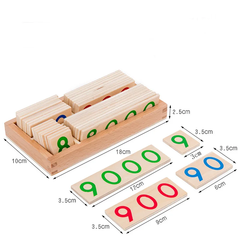 Wooden Numbers Card 1-9000 Montessori Learning Card Math Teaching Aids Preschool Children Early Education For Baby