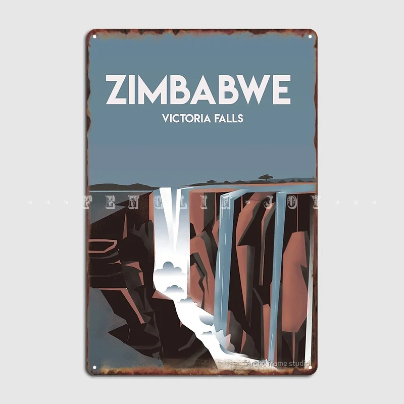 Zimbabwe Victoria Falls Vintage Travel Poster Zimbabwe Metal Plaque Poster Customize Mural Painting Cinema Tin Sign Poster