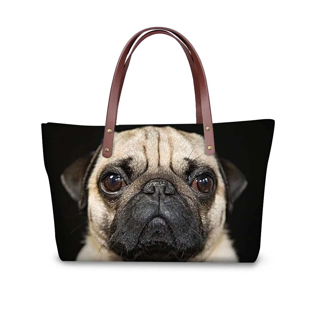 Women Shoulder Bags Bulldog Pug Akita Husky Women's Casual Bags Famous Brands Designer Ladies Top-handle Leather Handbags Female